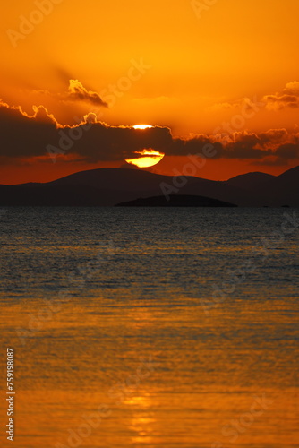 Seaside town of Turgutreis and spectacular sunsets. Bodrum  Turkey.