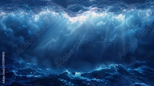 Streams of sunlight streaming through the deep blue ocean © Diana