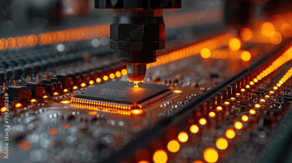 Printed circuit board workshop with automated chip mounter