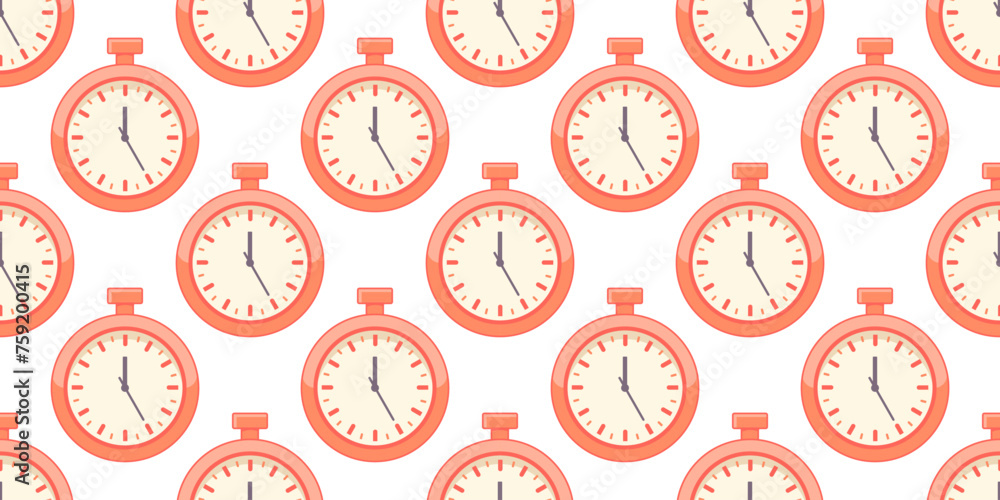 Seamless pattern of timers, stopwatches. Symmetrical Print of an old ...