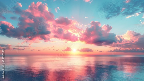 Gradient sunrise sky background in pastel colors photo