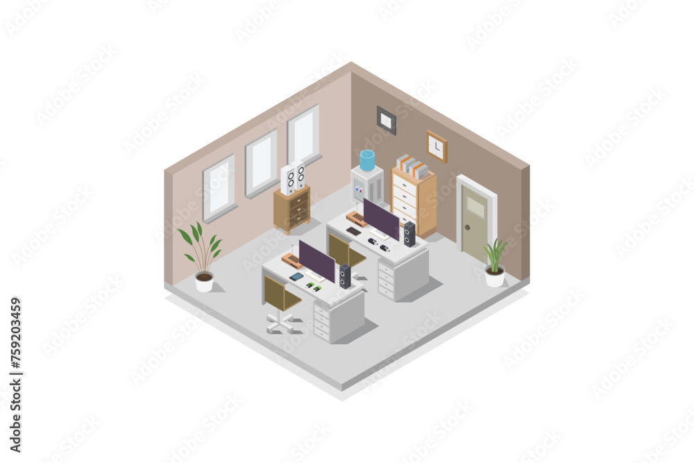 Office room isometric Office room isometric