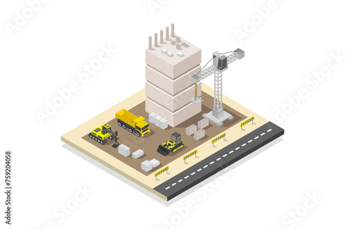 Isometric building under construction