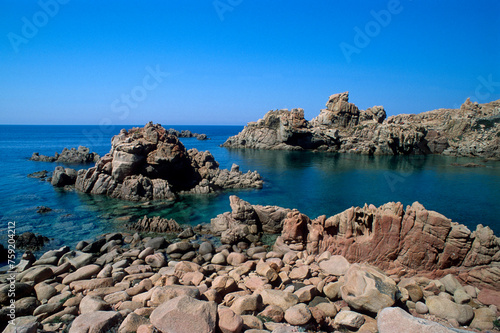 Idyllic rocky coast of Costa Paradiso, Porphyry rocks, Sardinia, Italy, Mediterranean sea, Europe