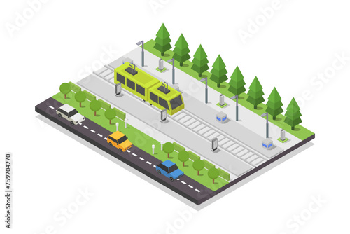 Tram stop isometric