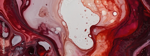 Abstract watercolor paint background featuring shades of ruby and garnet with liquid fluid texture for background, banner.