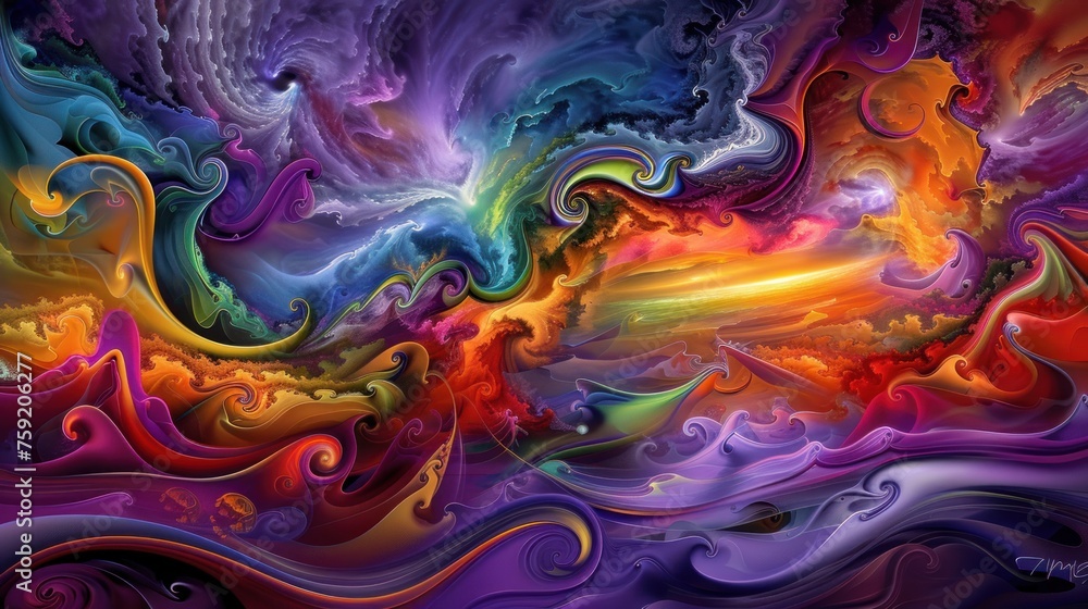 a multicolored painting with swirls and swirls on the bottom and bottom of the image on the bottom of the image.