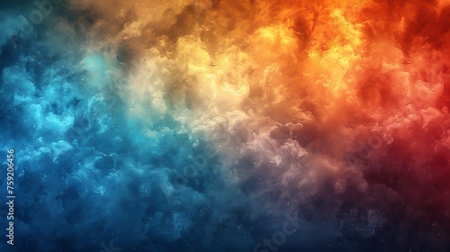 The image displays a pleasing paper grain texture and a rainbow blue to orange gradient.