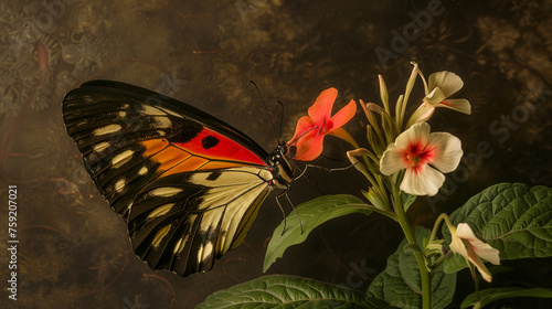 Painted jezebel Butterfly on a flower -1.jpg, Painted jezebel Butterfly on a flower photo
