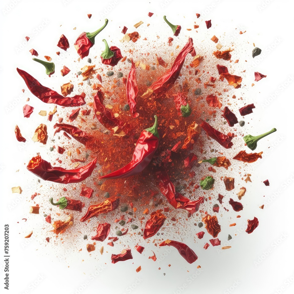 Crushed dried red pepper isolated on a white background Crushed dried red pepper isolated on a white background