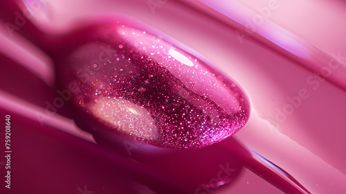 Radiant Shimmer : un gros plan d'un vernis à ongles rose scintillant mettant en valeur sa texture métallique et scintillante photo