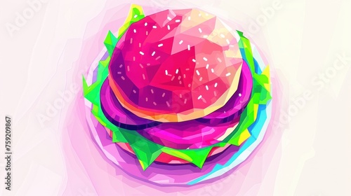 a digital painting of a strawberry on top of a pile of doughnuts with sprinkles on them. photo