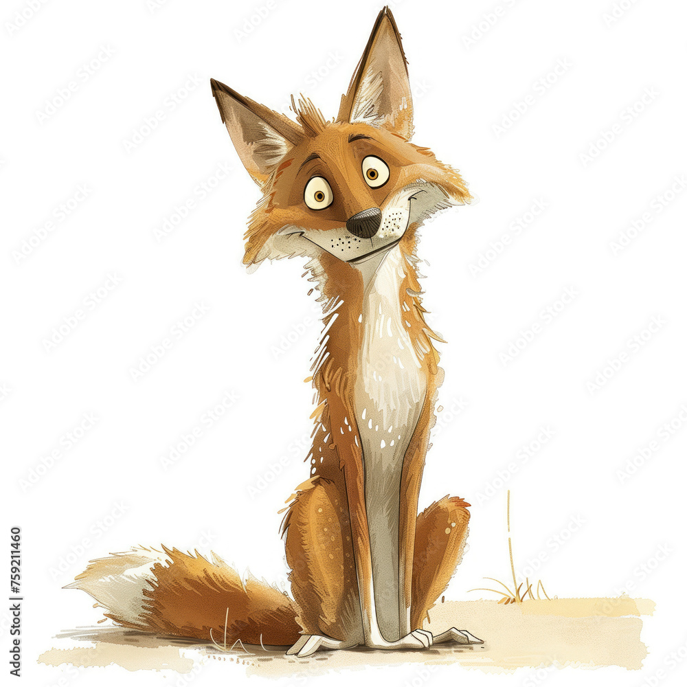 Cute Funny Cartoon Coyote, Illustration for Children Book, Generative AI Cute Funny Cartoon Coyote, Illustration for Children Book, Generative AI