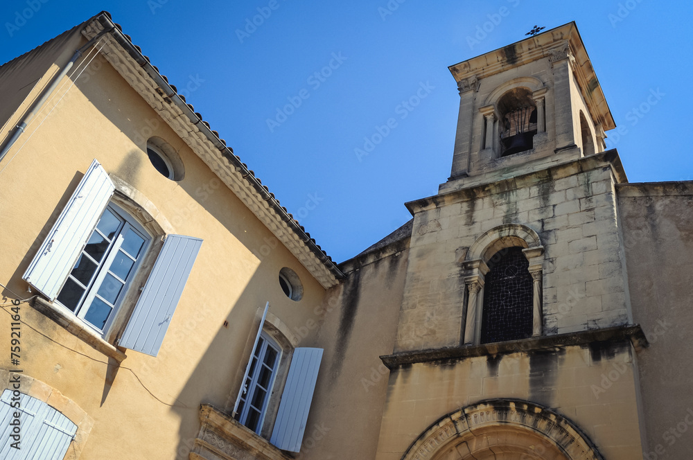 Church of Saint Andre and Saint Trophime in Lourmarin town, Provence region in France