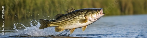 bass fishing banner panorama for website background, bass fish banner super wide, website banner fish