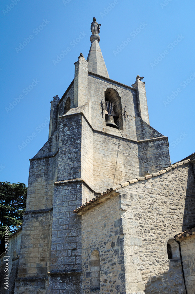 High church of St Gervasius and St Protasius in Bonnieux town, Provence region in France - obrazy, fototapety, plakaty 
