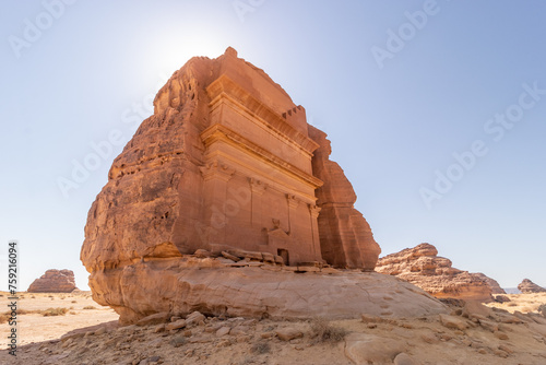 Qasr al Farid (Lonely castle) tomb at Hegra (Mada'in Salih) site near Al Ula, Saudi Arabia