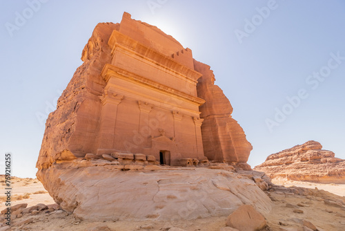 Qasr al Farid (Lonely castle) tomb at Hegra (Mada'in Salih) site near Al Ula, Saudi Arabia photo