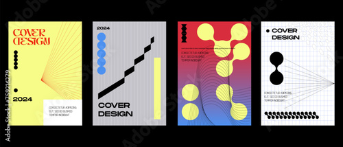 Posters with silhouette minimalistic basic figures, extraordinary graphic assets of geometrical shapes swiss style, Modern minimal monochrome print brutalist.