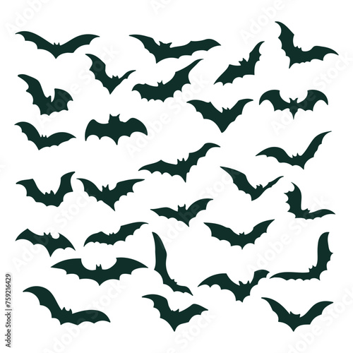 silhouette of troop flying bats, Horror vampire.