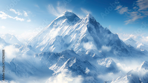 Paisaje de la cima nevada de una montaña photo