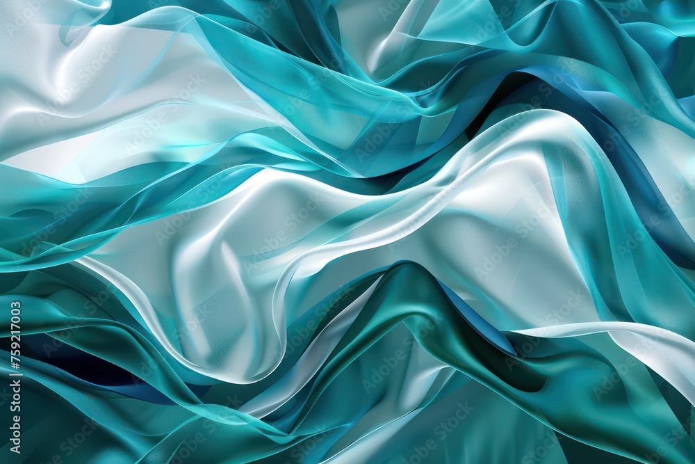 Obraz premium digital art wavy image in blue and white