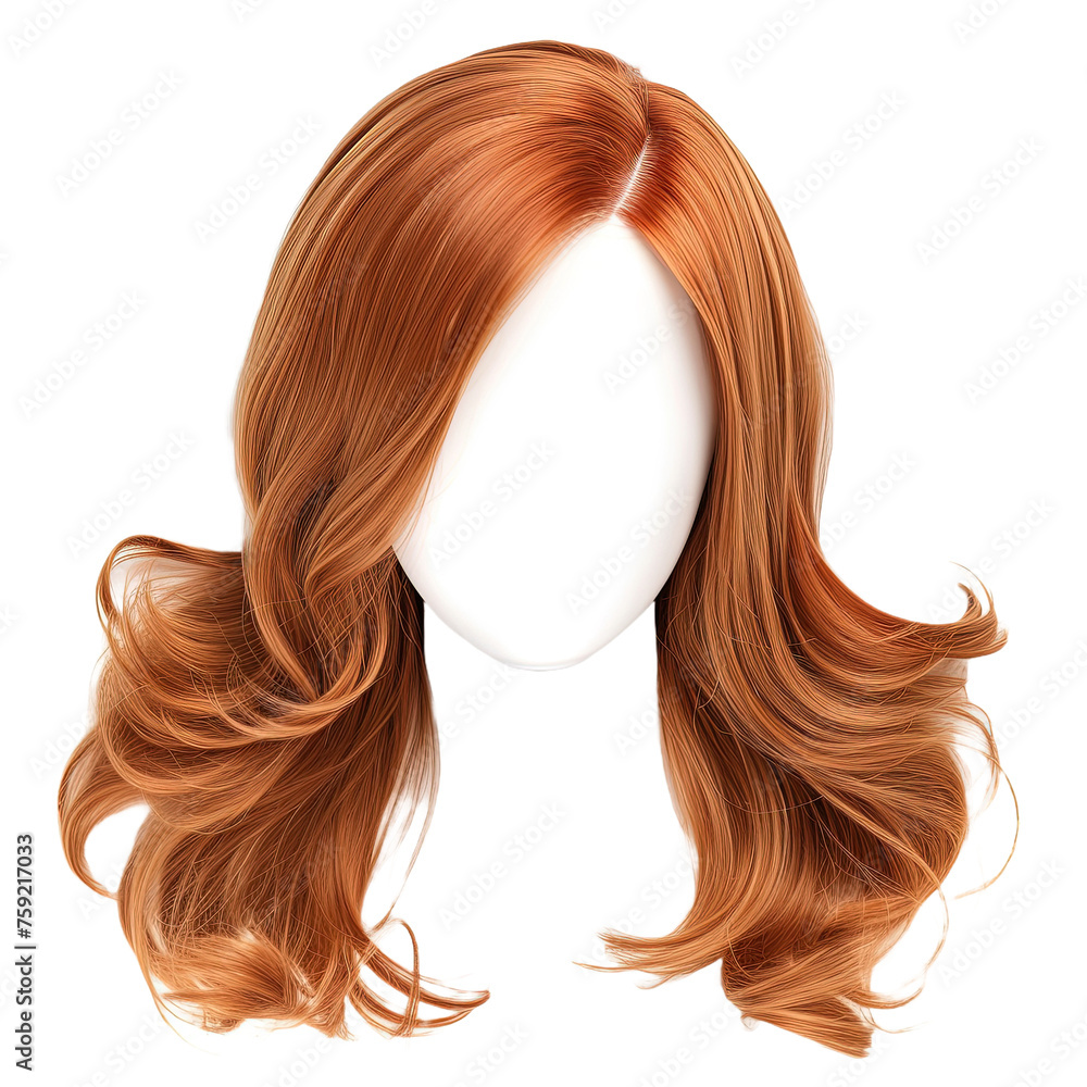 Hairstyling wig isolated on white or transparent background Hairstyling wig isolated on white or transparent background
