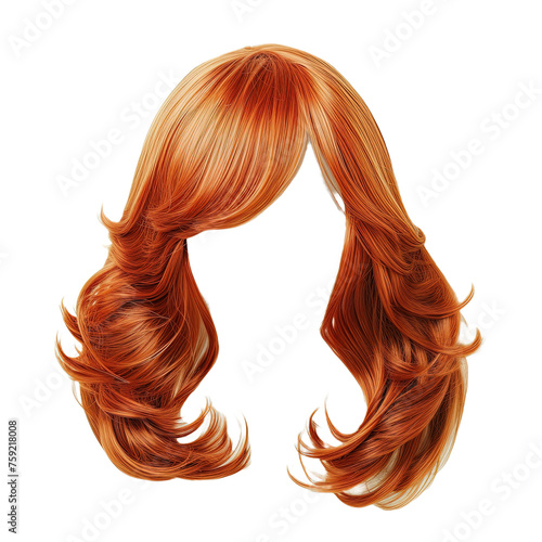 Obraz w ramie Hairstyling wig isolated on white or transparent background
