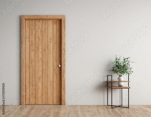 room with a wooden door