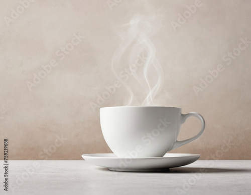 white porcelain steaming hot cup of coffee on a table