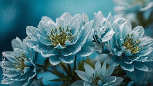 Abstract flora natural cyan blue background from flowers, macro photo