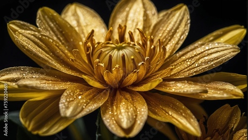 golden flower on a black background