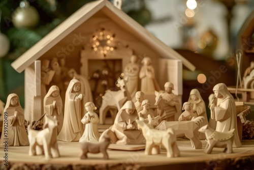nativity scenes with wooden figurines
