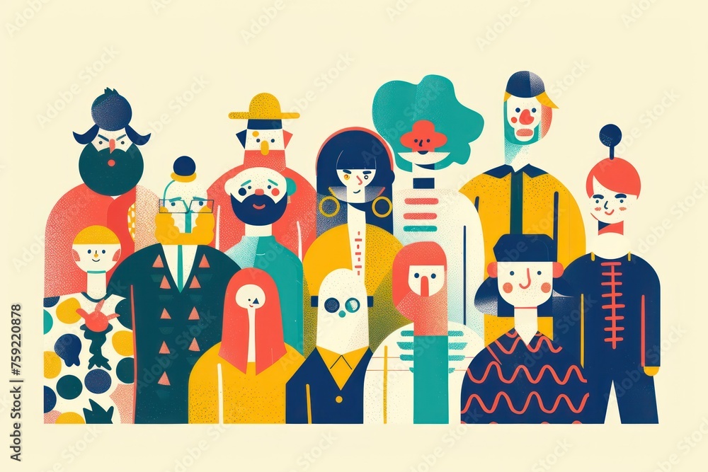 illustration of people in one row illustration of people in one row