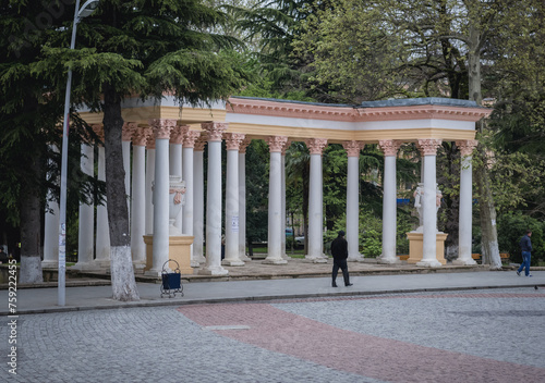 Columns in central park next to David Agmashenebeli Square in Kutaisi city, Georgia photo