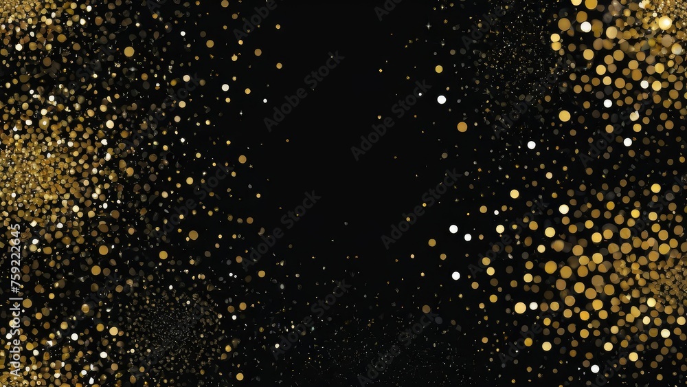 Vector wallpaper featuring abstract circles of bokeh, backdrop transitions smoothly from dark blurred edges to a soft black center, radiant with blurred light sparkles mimicking the festive glimmer