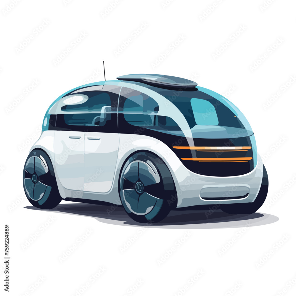 futuristic autonomous car flat vector illustration