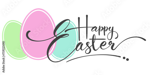 happy easter letter hand writen calligraphy. vector eps	