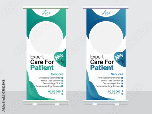 modern beautiful medical roll up banner design template