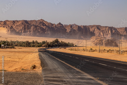 Road 70 through desert near Al Ula, Saudi Arabia © Matyas Rehak