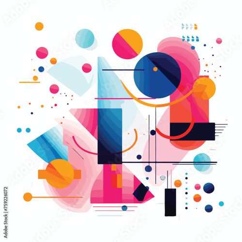 Geometric shapes in vibrant colors overlapping and