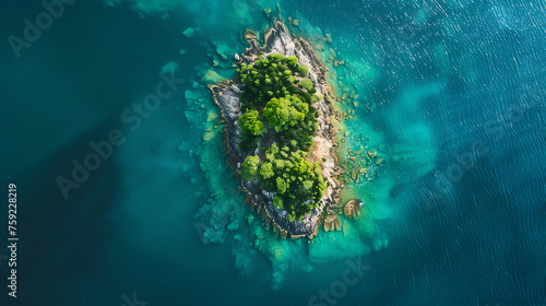 drone photography island in the middle of