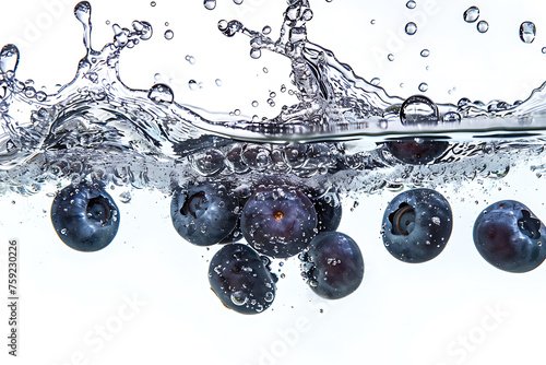 Blueberries Floating in Water photo