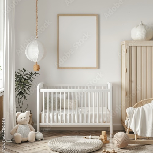 Frame mockup, Child's Room Mockup with Stuffed Animals and Pillows, high-resolution (300 DPI) © SH Design