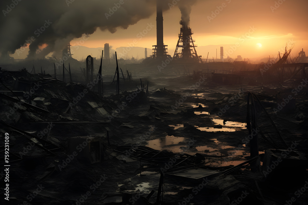 Dystopian Reality: Post-Apocalyptic Industrial Landscape in Desolation