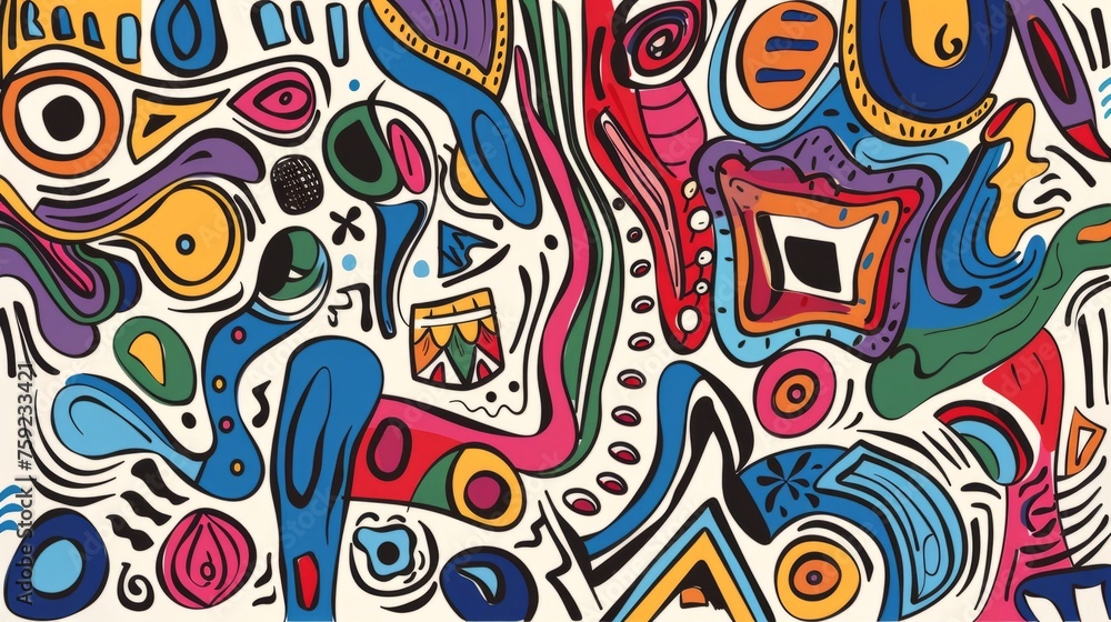 Doodles background with cute bright colorful elements generative ai Doodles background with cute bright colorful elements generative ai