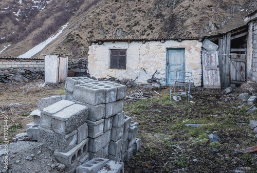 Old farm in Gergeti village near Stepantsminda, formerly Kazbegi in Mtskheta-Mtianeti region, Georgia photo