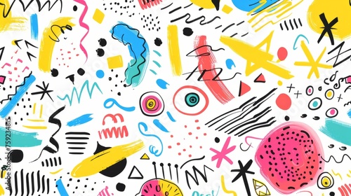 Doodles background with cute bright colorful elements generative ai