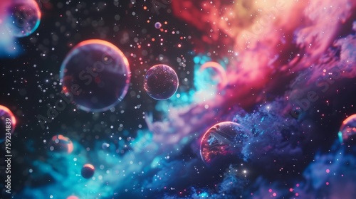 background of abstract planets, galaxy, orbit, space generative ai