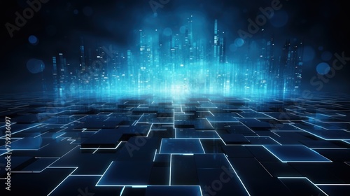 Fototapeta Naklejka Na Ścianę i Meble -  Abstract background that represents the limitless possibilities and horizons of IT technology in the future, pushing the boundaries of innovation